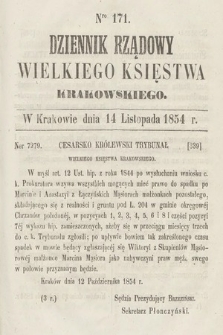 Dziennik Rządowy Wielkiego Księstwa Krakowskiego. 1854, nr 171