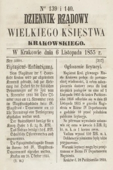 Dziennik Rządowy Wielkiego Księstwa Krakowskiego. 1855, nr 139-140
