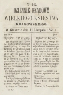 Dziennik Rządowy Wielkiego Księstwa Krakowskiego. 1855, nr 142