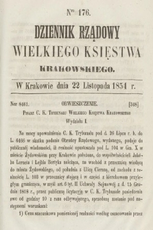 Dziennik Rządowy Wielkiego Księstwa Krakowskiego. 1854, nr 176