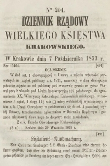 Dziennik Rządowy Wielkiego Księstwa Krakowskiego. 1853, nr 204