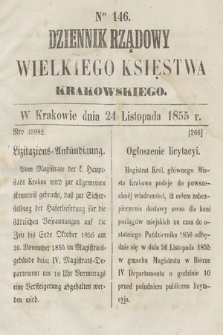 Dziennik Rządowy Wielkiego Księstwa Krakowskiego. 1855, nr 146
