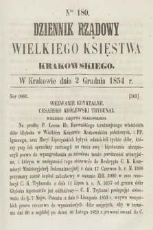 Dziennik Rządowy Wielkiego Księstwa Krakowskiego. 1854, nr 180
