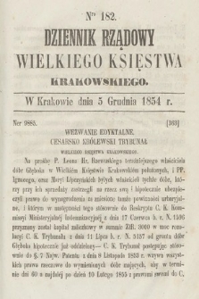 Dziennik Rządowy Wielkiego Księstwa Krakowskiego. 1854, nr 182