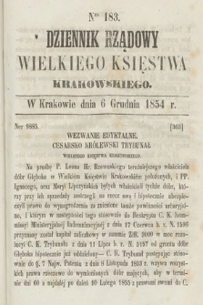 Dziennik Rządowy Wielkiego Księstwa Krakowskiego. 1854, nr 183
