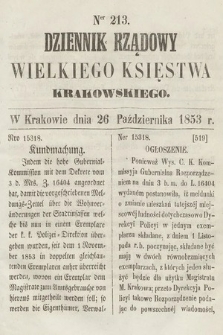 Dziennik Rządowy Wielkiego Księstwa Krakowskiego. 1853, nr 213