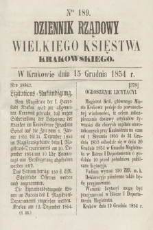 Dziennik Rządowy Wielkiego Księstwa Krakowskiego. 1854, nr 189