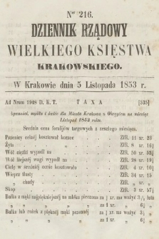 Dziennik Rządowy Wielkiego Księstwa Krakowskiego. 1853, nr 216