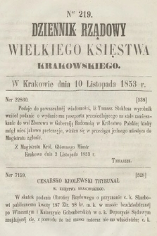 Dziennik Rządowy Wielkiego Księstwa Krakowskiego. 1853, nr 219