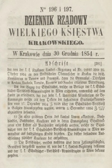 Dziennik Rządowy Wielkiego Księstwa Krakowskiego. 1854, nr 196-197