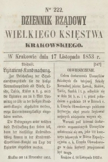 Dziennik Rządowy Wielkiego Księstwa Krakowskiego. 1853, nr 222