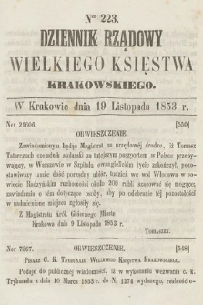 Dziennik Rządowy Wielkiego Księstwa Krakowskiego. 1853, nr 223