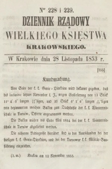 Dziennik Rządowy Wielkiego Księstwa Krakowskiego. 1853, nr 228-229