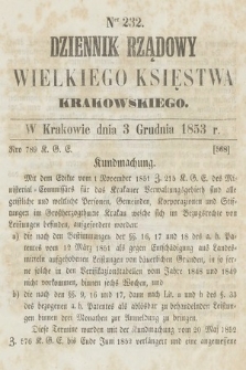 Dziennik Rządowy Wielkiego Księstwa Krakowskiego. 1853, nr 232