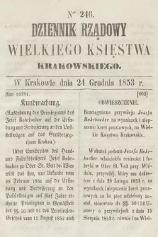 Dziennik Rządowy Wielkiego Księstwa Krakowskiego. 1853, nr 246