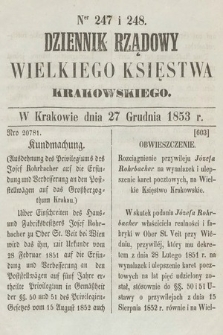 Dziennik Rządowy Wielkiego Księstwa Krakowskiego. 1853, nr 247-248
