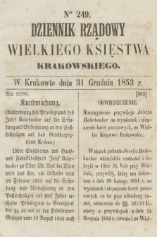 Dziennik Rządowy Wielkiego Księstwa Krakowskiego. 1853, nr 249
