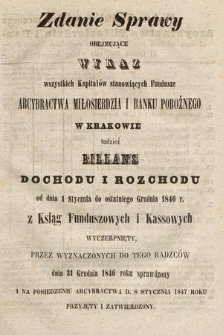 Dziennik Rządowy Wolnego Miasta Krakowa i Jego Okręgu. 1846, Zdanie Sprawy