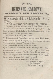 Dziennik Rządowy Wolnego Miasta Krakowa i Jego Okręgu. 1846, nr 126