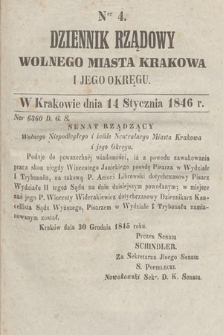 Dziennik Rządowy Wolnego Miasta Krakowa i Jego Okręgu. 1846, nr 4