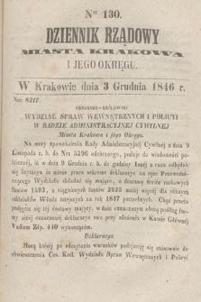Dziennik Rządowy Wolnego Miasta Krakowa i Jego Okręgu. 1846, nr 130