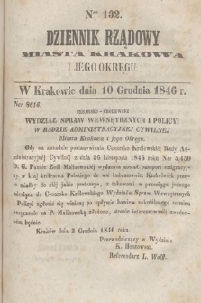 Dziennik Rządowy Wolnego Miasta Krakowa i Jego Okręgu. 1846, nr 132