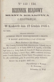 Dziennik Rządowy Wolnego Miasta Krakowa i Jego Okręgu. 1846, nr 133-134