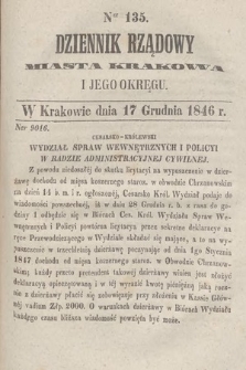 Dziennik Rządowy Wolnego Miasta Krakowa i Jego Okręgu. 1846, nr 135