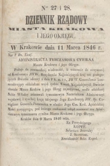 Dziennik Rządowy Wolnego Miasta Krakowa i Jego Okręgu. 1846, nr 27-28