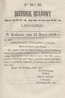 Dziennik Rządowy Wolnego Miasta Krakowa i Jego Okręgu. 1846, nr 29-30