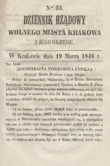 Dziennik Rządowy Wolnego Miasta Krakowa i Jego Okręgu. 1846, nr 33
