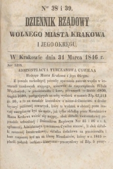 Dziennik Rządowy Wolnego Miasta Krakowa i Jego Okręgu. 1846, nr 38-39