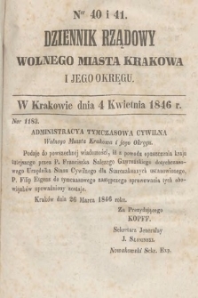 Dziennik Rządowy Wolnego Miasta Krakowa i Jego Okręgu. 1846, nr 40-41