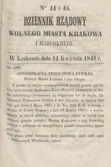 Dziennik Rządowy Wolnego Miasta Krakowa i Jego Okręgu. 1846, nr 44-45