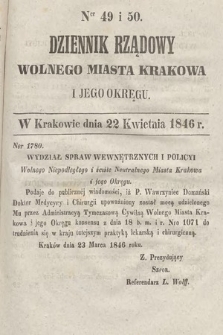 Dziennik Rządowy Wolnego Miasta Krakowa i Jego Okręgu. 1846, nr 49-50