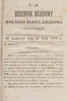 Dziennik Rządowy Wolnego Miasta Krakowa i Jego Okręgu. 1846, nr 56