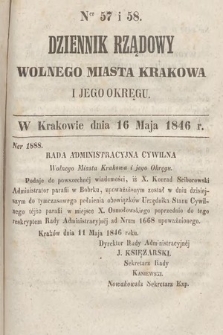 Dziennik Rządowy Wolnego Miasta Krakowa i Jego Okręgu. 1846, nr 57-58