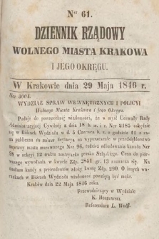 Dziennik Rządowy Wolnego Miasta Krakowa i Jego Okręgu. 1846, nr 61