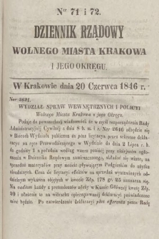 Dziennik Rządowy Wolnego Miasta Krakowa i Jego Okręgu. 1846, nr 71-72