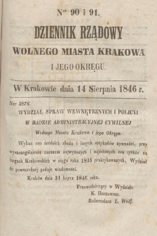 Dziennik Rządowy Wolnego Miasta Krakowa i Jego Okręgu. 1846, nr 90-91