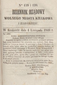 Dziennik Rządowy Wolnego Miasta Krakowa i Jego Okręgu. 1846, nr 119-120