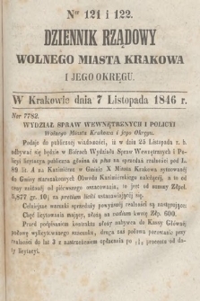 Dziennik Rządowy Wolnego Miasta Krakowa i Jego Okręgu. 1846, nr 121-122