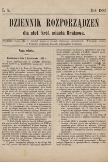 Dziennik Rozporządzeń dla Stoł. Król. Miasta Krakowa. 1882, L. 5