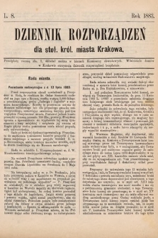 Dziennik Rozporządzeń dla Stoł. Król. Miasta Krakowa. 1883, L. 8