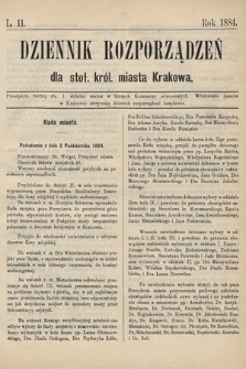 Dziennik Rozporządzeń dla Stoł. Król. Miasta Krakowa. 1884, L. 11