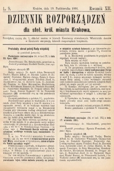Dziennik Rozporządzeń dla Stoł. Król. Miasta Krakowa. 1891, L. 9