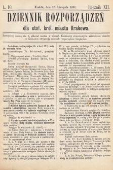 Dziennik Rozporządzeń dla Stoł. Król. Miasta Krakowa. 1891, L. 10