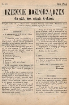 Dziennik Rozporządzeń dla Stoł. Król. Miasta Krakowa. 1885, L. 22