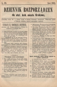 Dziennik Rozporządzeń dla Stoł. Król. Miasta Krakowa. 1885, L. 30