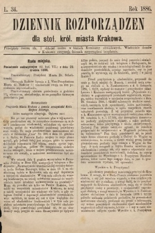Dziennik Rozporządzeń dla Stoł. Król. Miasta Krakowa. 1886, L. 34
